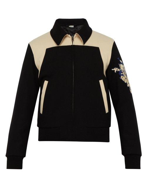 Matchesfashion.com Gucci - Roaring Tiger Wool Bomber Jacket - Mens - Black White
