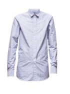 Matchesfashion.com Balenciaga - Logo Embroidered Striped Poplin Shirt - Mens - Blue White