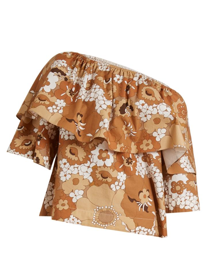 Chloé One-shoulder Floral-print Top