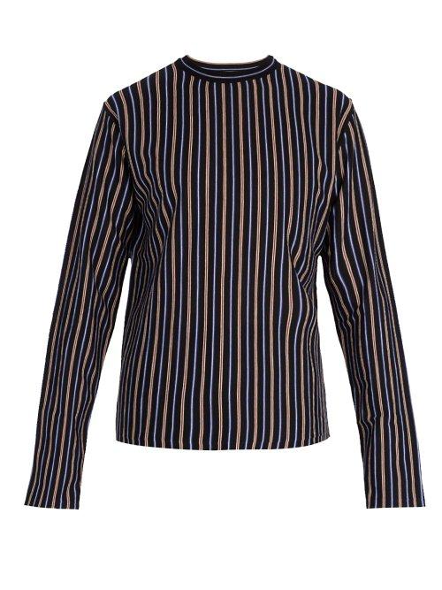 Matchesfashion.com Lanvin - Stripe Jacquard Wool Top - Mens - Black