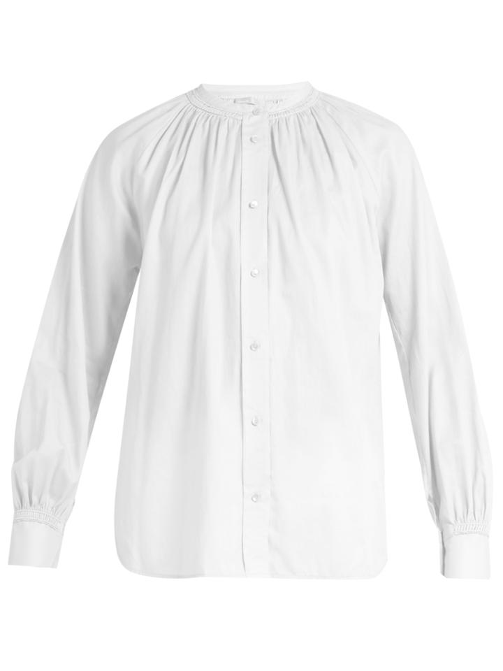 Vince Oversized Gathered-detail Cotton Shirt