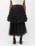 Molly Goddard - Florence Ruffled-tulle Midi Skirt - Womens - Black