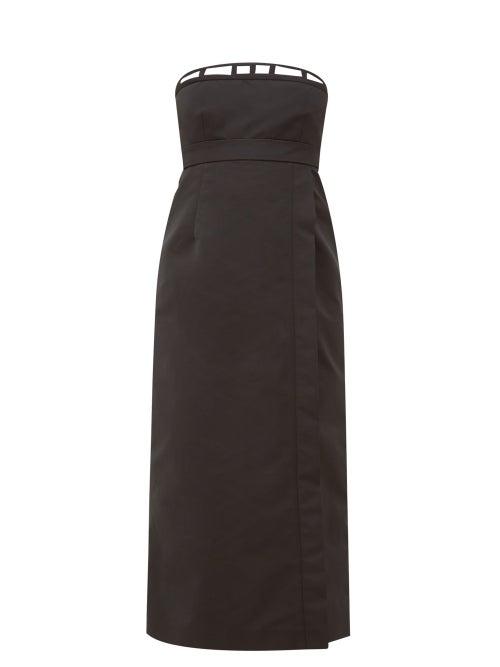 Matchesfashion.com Rochas - Corseted Strapless Satin Dress - Womens - Black