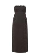 Matchesfashion.com Rochas - Corseted Strapless Satin Dress - Womens - Black