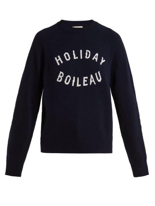 Matchesfashion.com Holiday Boileau - Logo Intarsia Wool Sweater - Womens - Navy