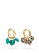 Matchesfashion.com Timeless Pearly - Mismatched Hoop Earrings - Womens - Green