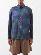 Ahluwalia - Shakti Tie-dyed Crepe De Chine Shirt - Mens - Midnight