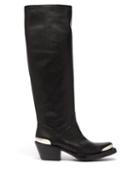 Matchesfashion.com Vetements - Knee High Leather Cowboy Boots - Womens - Black