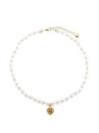 Fry Powers - Emma Peridot, Pearl & Enamel Collar Necklace - Womens - Orange Multi