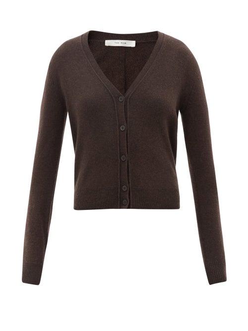 Ladies Rtw The Row - Carbonia V-neck Cashmere Cardigan - Womens - Dark Brown