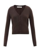 Ladies Rtw The Row - Carbonia V-neck Cashmere Cardigan - Womens - Dark Brown