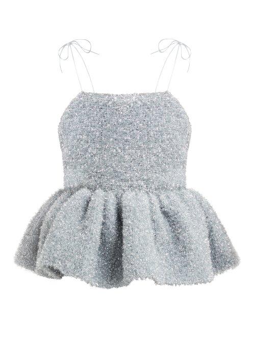 Matchesfashion.com Germanier - Peplum Hem Tinsel Top - Womens - Silver