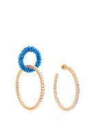 Matchesfashion.com Jacquemus - Les Creoles Conca Mismatched Crystal Earrings - Womens - Blue