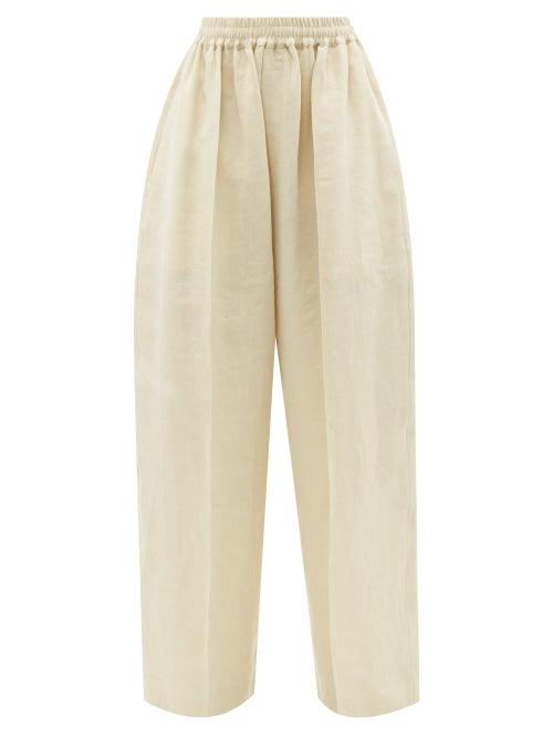 Zanini - Wide-leg Crepe Trousers - Womens - White