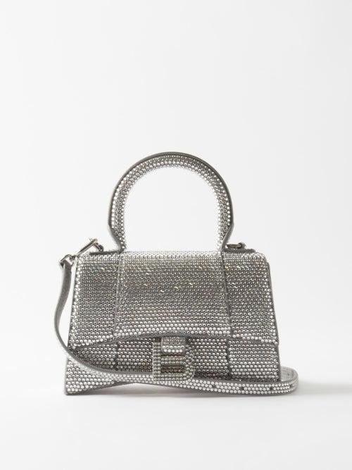 Balenciaga - Hourglass Xs Crystal-embellished Handbag - Womens - Grey