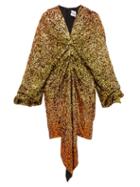Matchesfashion.com Halpern - Gathered Dgrad Sequin Dress - Womens - Gold