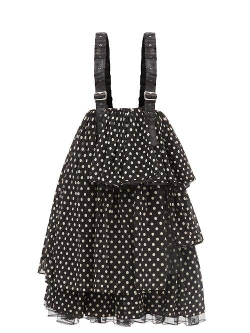 Noir Kei Ninomiya - Ruffled Polka-dot Tulle Pinafore Dress - Womens - Black