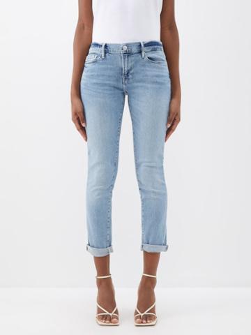 Frame - Le Garcon Rolled-cuff Straight-leg Jeans - Womens - Light Denim