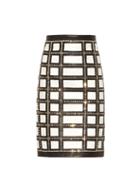 Balmain Embellished Grid Leather Skirt