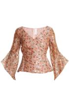 Matchesfashion.com Peter Pilotto - Fil Coup Jacquard Silk Blend Organza Top - Womens - Nude Print