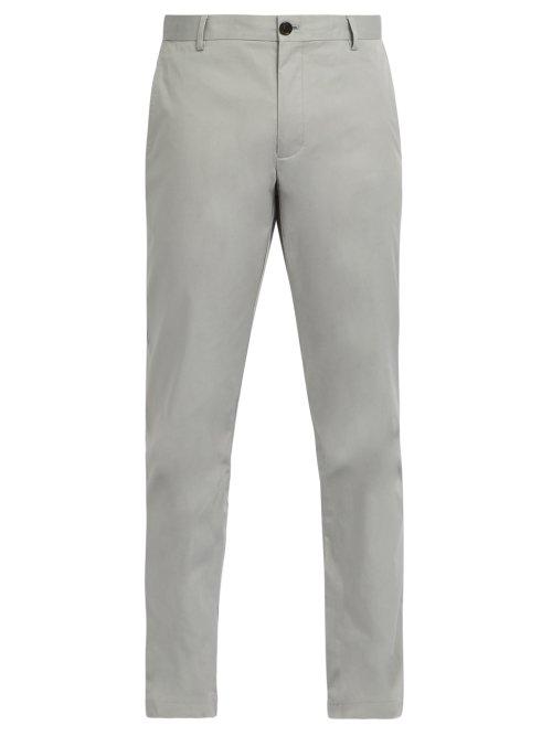 Matchesfashion.com Burberry - Slim Leg Cotton Chino Trousers - Mens - Grey