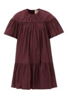 Roksanda - Zuri Gathered Cotton-poplin Mini Dress - Womens - Dark Red