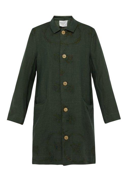 Matchesfashion.com By Walid - Cedric Floral Embroidered Linen Coat - Mens - Green