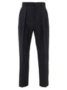 Matchesfashion.com Valentino - Side-striped Box-pleated Wool-blend Trousers - Mens - Navy