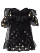 Matchesfashion.com Dundas - Ruffled Off-the-shoulder Lace Mini Dress - Womens - Black