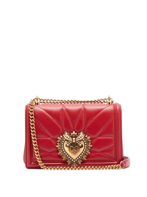 Matchesfashion.com Dolce & Gabbana - Devotion Quilted Leather Cross Body Bag - Womens - Red