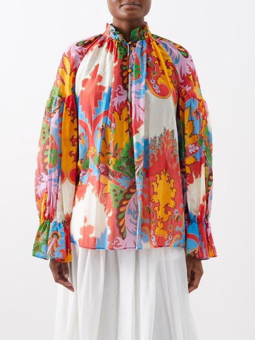 Etro - Paisley-print Cotton-blend Voile Shirt - Womens - Pink Multi