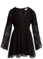 Matchesfashion.com Self-portrait - Scallop Edged Crochet Dress - Womens - Black