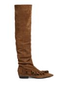 J.w.anderson Ruffled Suede Slouched Over-the-knee Boots