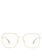 Matchesfashion.com Fendi - Oversized Square Shaped Metal Glasses - Womens - Gold Multi