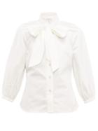 Matchesfashion.com Zimmermann - Espionage Tie Neck Cotton Shirt - Womens - White