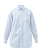 Charvet - Striped Cotton-poplin Shirt - Womens - Blue Stripe