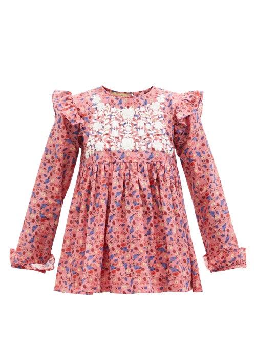 Matchesfashion.com Muzungu Sisters - Nora Paradise-print Organic-cotton Blouse - Womens - Pink Print