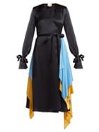 Matchesfashion.com Roksanda - Layered Silk Satin Wrap Dress - Womens - Blue Multi