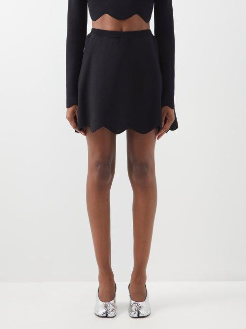 Jw Anderson - Scalloped Recycled-jersey Mini Skirt - Womens - Black