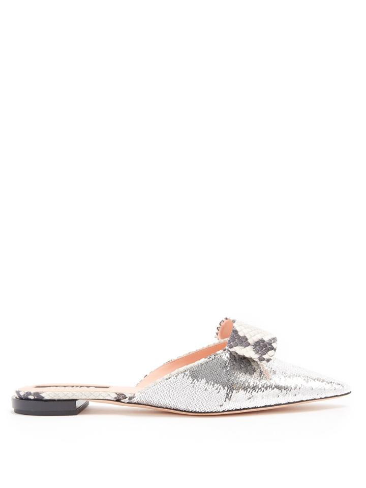 Rochas Point-toe Sequin Slipper Shoes