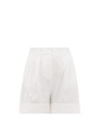 Matchesfashion.com Diane Von Furstenberg - Shiana High Rise Linen Blend Shorts - Womens - White