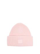 Acne Studios - Pansy Face Patch Wool Beanie Hat - Womens - Light Pink