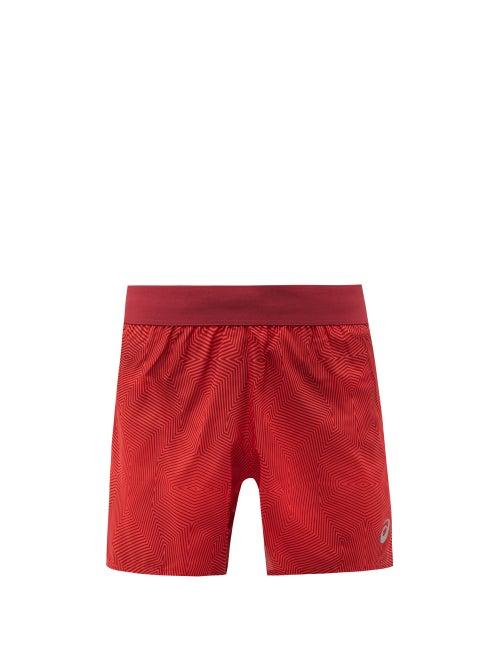 Asics - Kasane Geometric-print Running Shorts - Mens - Red