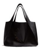 Matchesfashion.com Stella Mccartney - Stella Perforated Logo Faux Leather Tote - Womens - Black