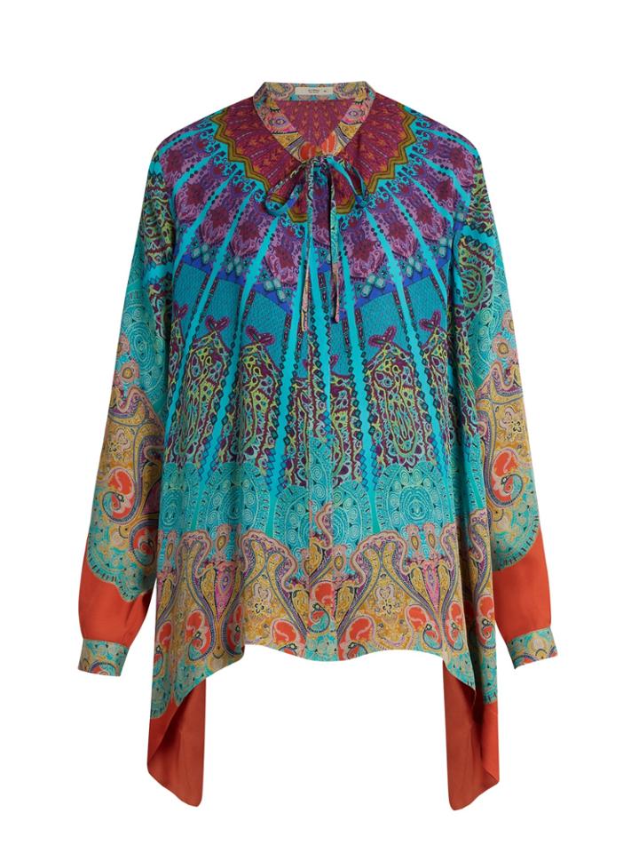 Etro Tie-neck Paisley-print Silk-georgette Blouse