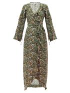 Matchesfashion.com D'ascoli - Leela Floral Print Silk Maxi Dress - Womens - Green Print