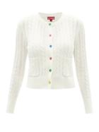 Ladies Rtw Staud - Sloan Cable-knit Cotton-blend Cardigan - Womens - Ivory