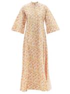 Ladies Beachwear Thierry Colson - Rachel Floral-print Cotton-poplin Kaftan - Womens - Yellow Print