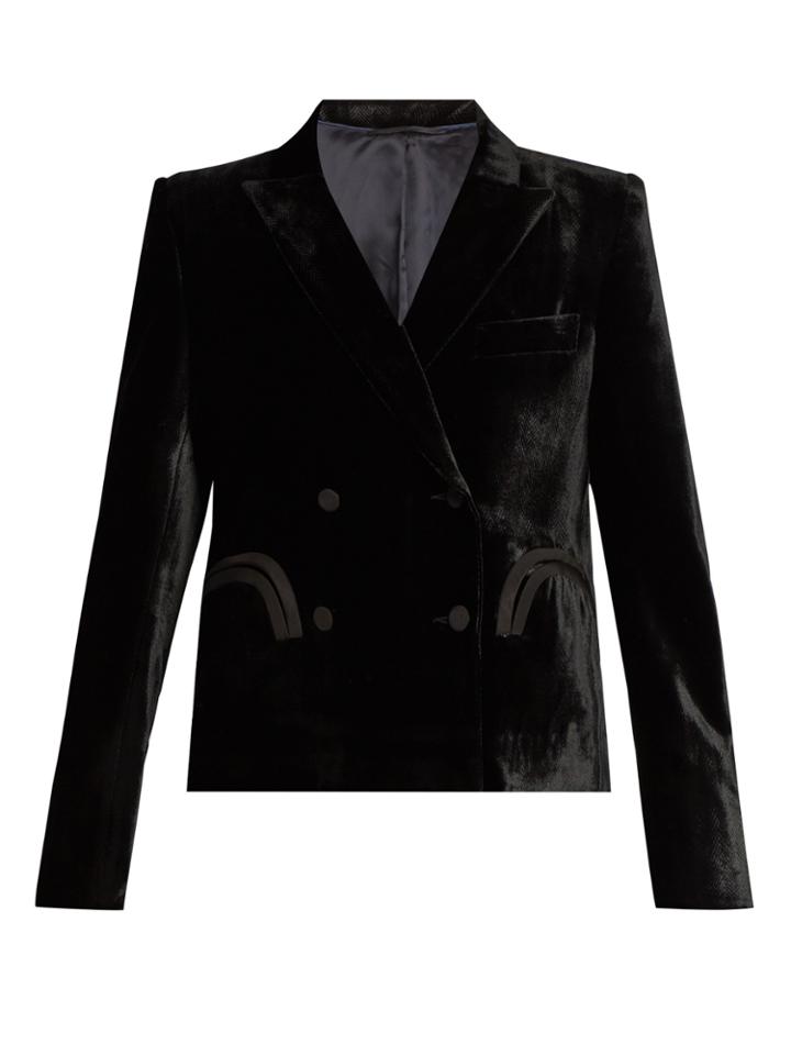 Blazé Milano Spencer Etoile Herringbone-embossed Velvet Blazer