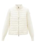 Matchesfashion.com Moncler - Quilted Down Wool Cardigan - Womens - Ivory